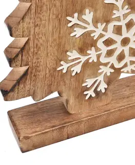 4Home Dekorace z mangového dřeva Snowflake Tree, 33 cm