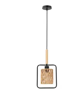 Závěsná lampa Crown, černá, 1x40W, E27, béžové stínidlo