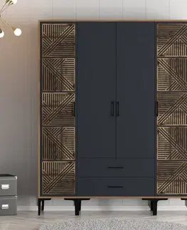 Šatní skříň Kumsal PTP - Walnut, Anthracite