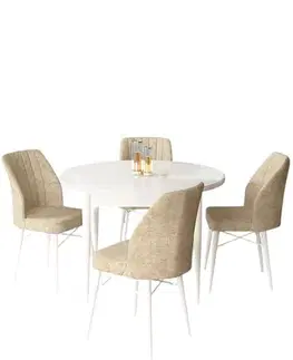 Dining Table & Chairs Set (5 Pieces) Rox - White, Cream