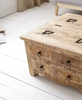 Estila Industriální konferenční stolek Steele Craft 70cm s úložným prostorem