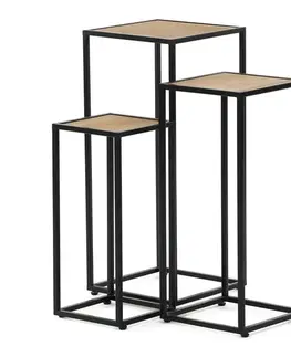Sada kovových stojanů na květiny LOFT Trio, 3 ks