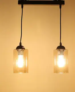 Závěsná lampa černohnědá 2xE27 Bistro