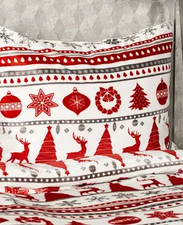 4Home Povlečení mikroflanel Christmas Time červená, 140 x 200 cm, 70 x 90 cm