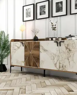 Skříňka Venedik Walnut and White Marble