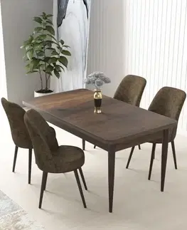Dining Table & Chairs Set (5 Pieces) Nil - Baroque, Brown
