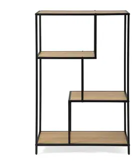 Kovový regál LOFTY GRID Low Oak, 114 x 77 cm