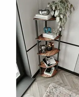 Regál Corner Walnut, 5 polic, L