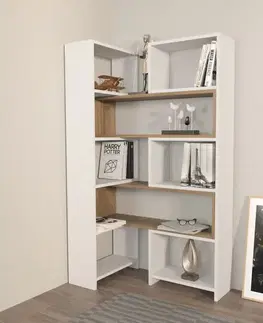 Knihovna Poyraz - White, Walnut
