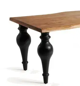 Estila Luxusní vintage obdélníkový jídelní stůl Zena Noir s černými vyřezávanými nožičkami a masivní vrchní deskou 220 cm