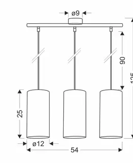 Závěsná lampa Fleri černá 3x60 e27 stínidlo 12x25 béžový ratan