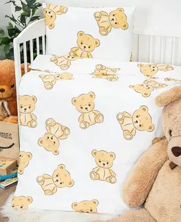 4Home Dětské bavlněné povlečení do postýlky Teddies, 100 x 135 cm, 40 x 60 cm