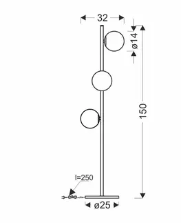 Stojací lampa Kama černá+zlatá 3x28W G9 grafitové stínidlo