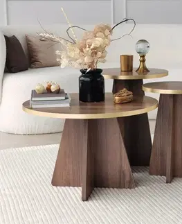 Sada konferenčních stolků Mushroom 2 - Gold, Walnut