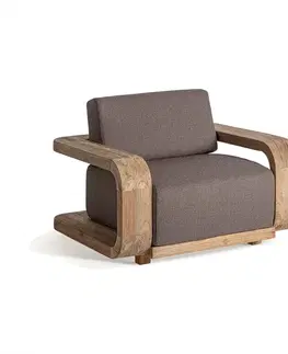 Estila Luxusní moderní venkovské stylové čalouněné zahradní křeslo Koras s masivní hnědou konstrukcí 110 cm