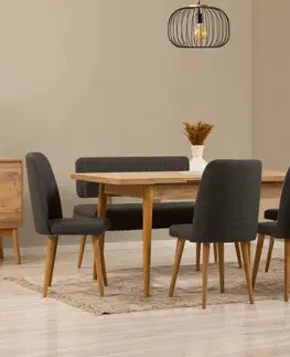 Jídelní set s rozkládacím stolem a židlemi (6 kusů) Vina - Atlantic Pine, Anthracite