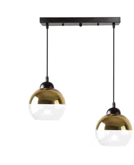 Závěsná lampa Contessa černá 2x40 E27 zlaté stínidlo
