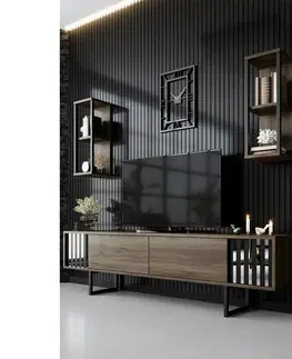 Televizní stolek s policemi Chrome Walnut and Black