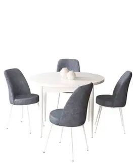 Dining Table & Chairs Set (5 Pieces) Tor - White, Fume