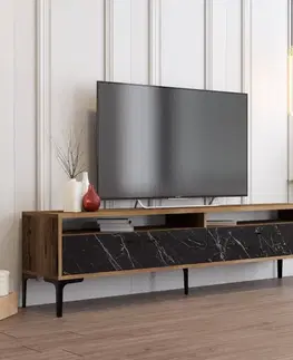 TV stolek Istanbul 2 - Walnut Black Marble