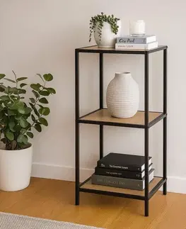 Kovový regál LOFTY Tower 3 OAK, 83 x 35 cm