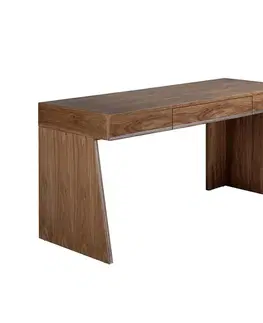 Estila Luxusní moderní psací stůl Vita Naturale se třemi šuplíky v přírodní ořechové hnědé barvě 154 cm