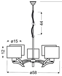 Závěsná lampa chrom + krémové stínidlo 5x60W lustr Draga