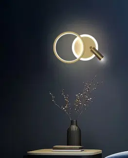 Nástěnná lampa MONET kruhová zlatá 18W LED 3000K bílé stínidlo