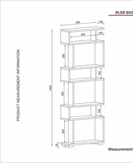 Knihovna Blok - White, Walnut