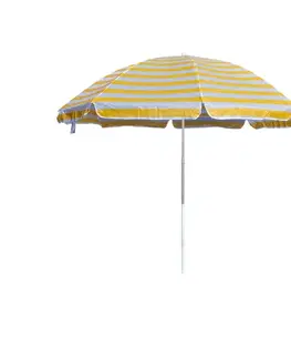 Slunečník plážový 230 cm, Happy Green, žluté pruhy