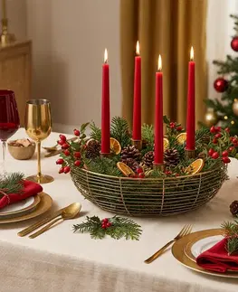 Drátěný adventní svícen WIRE, zlatá