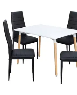 Jídelní stůl ONE 120x80 bílý + 4 židle SIGMA černé
