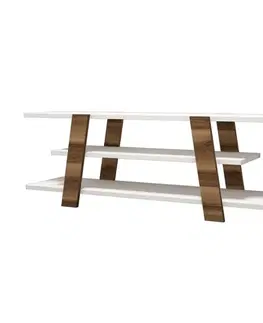 TV stolek Flower - Walnut, White