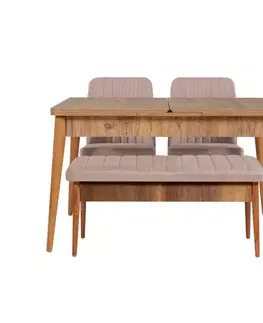 Jídelní set s rozkládacím stolem a židlemi (4 kusy) Vina 0900 - Walnut Stone