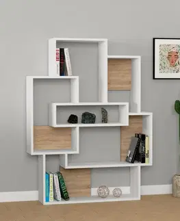 Knihovna Barce - White, Oak