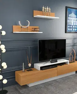 TV stěna / Sestava pod TV Lusi - White, Teak