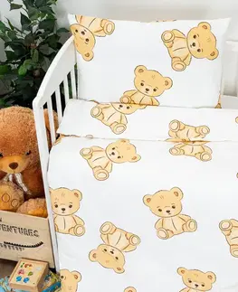 4Home Dětské bavlněné povlečení do postýlky Teddies, 100 x 135 cm, 40 x 60 cm