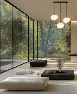 Závěsná lampa STONES v japonském stylu - prodloužená základna s 20cm stínidly ve tvaru kamene - minimalistická stolní lampa 3x E27