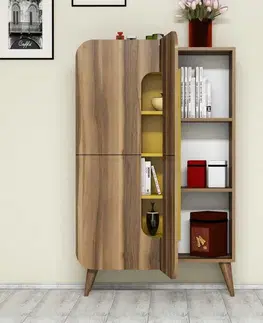 Víceúčelová skříňka Mine - Walnut, Yellow