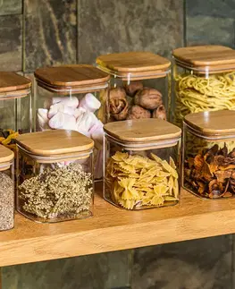 4Home Skleněná dóza na potraviny s víkem Bamboo, 550 ml, 550 ml