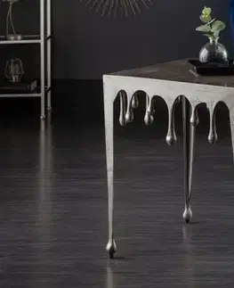 Estila Art-deco příruční stolek Liquid Line stříbrný 50cm