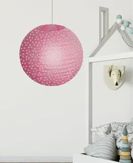 Papírové stínidlo na lampu růžové puntíkované koule 35cm Cocoon
