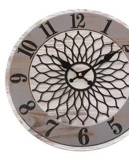 Nástěnné hodiny Mandala 34 cm, šedá