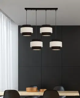 Závěsná lampa Benta černá 4x40W e27 stínidlo černá+krémová