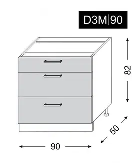 ArtExt Kuchyňská skříňka spodní ESSEN | D3M 90 Barva korpusu: Lava