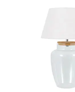 Estila Stylová skleněná stolní lampa Clasico s nohou v podobě nádoby s válcovým bílým stínítkem 80 cm