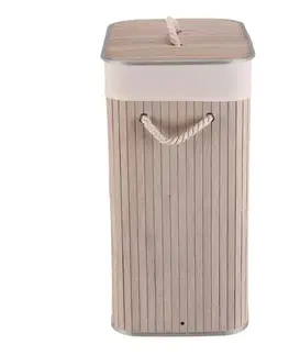 Bambusový prádelní koš s víkem ZEN, šedá