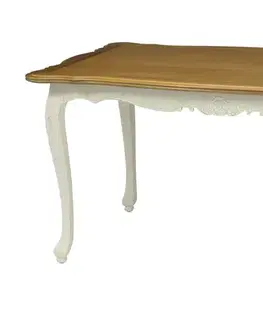 Estila Provence jídelní stůl Preciosa v krémově bílé barvě s hnedou vrchní deskou a nožičkami 160cm