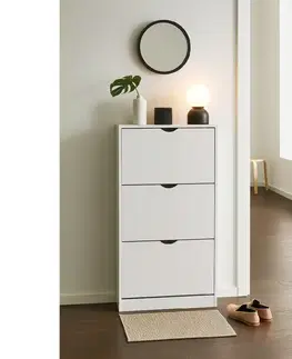 Výklopný botník POINT Slim 3, bílá