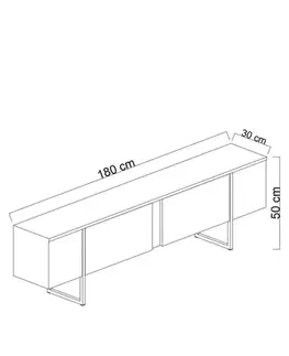 TV stolek Luxe - Travertine, Black